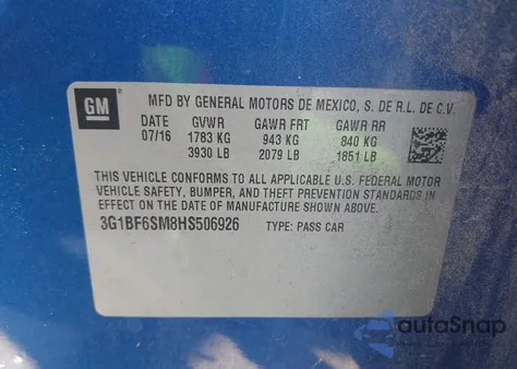 2017 Chevrolet Cruze Premier Auto z USA, uszkodzony, nr VIN 3G1BF6SM8HS506926